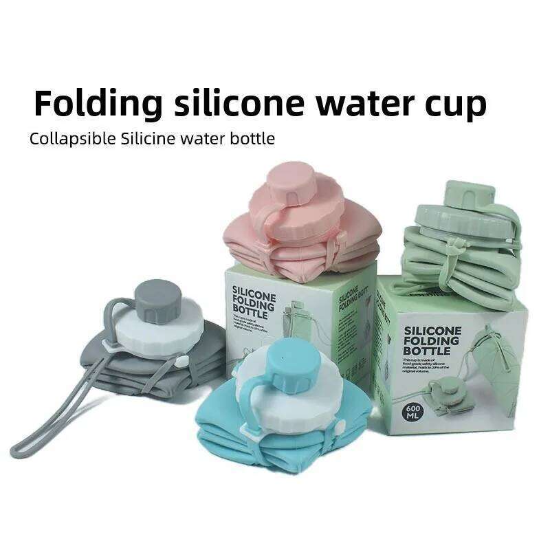 Portable folding outdoor sports silicone travel bottle, extendable and convenient water kettle Z260314