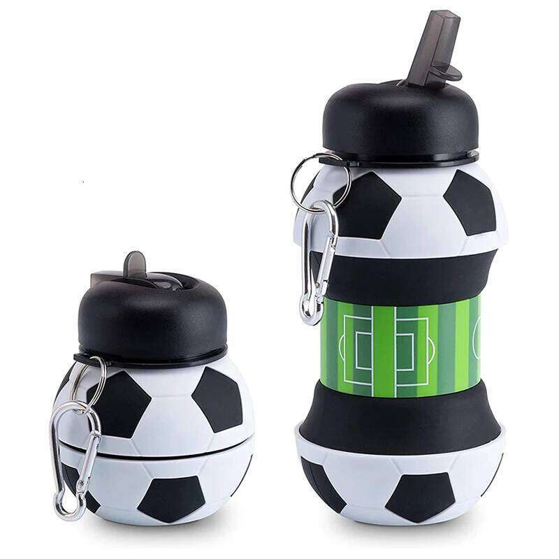 550ml Silicone Foldable Water Bottle, Football, Basketball, Tennis, Portable Kettle, Travel, Picnic, New Year, Adult, Children Z260314
