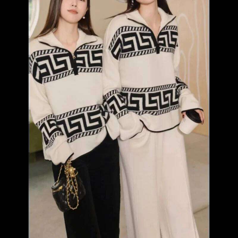 Dopamine French Temperament Versatile Top New Half-open Zipper Lazy Style Long-sleeved Sweater for Women Z260313