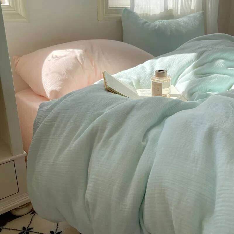 100%Washed Microfiber Lightweigh Ultra Soft Slightly Wrinkle Linen Feel Breathable Twin Queen Duvet Cover Bed Sheet Pillowcases H260312 - view 7