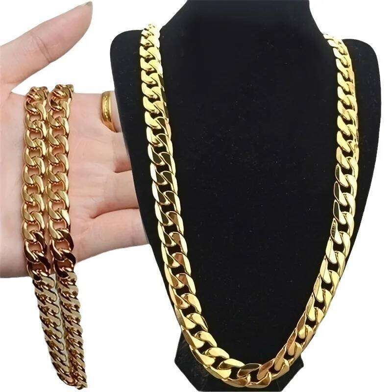 Classic High Quality Smooth Lock Chain Necklace for Women Collar Gold Color Chunky Thick Link Grunge Jewelry Steampunk Men Gift H260312
