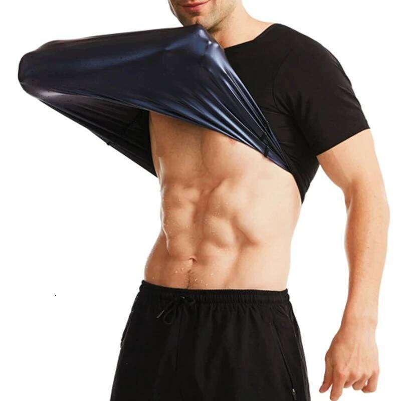 Shirt for Men Short Sleeves Body Shaper Gym Exercise Fitness Top Shapewear Sauna Sweat T-Shirt Waist Slimming Tops 26Y0313