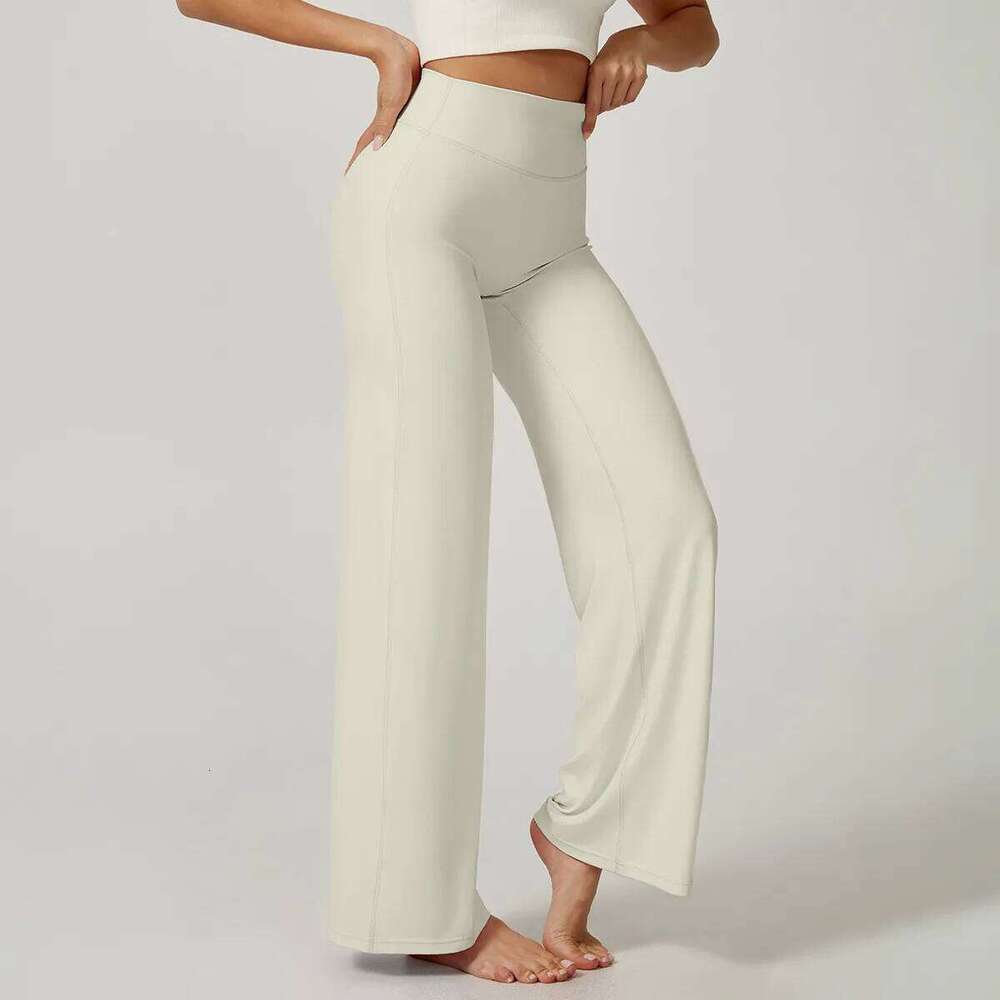 High Waisted Straight Leg Yoga for Women, Naked Feeling Butt Lifting Loose Fit Workout Trousers, Slimming Gym Pants