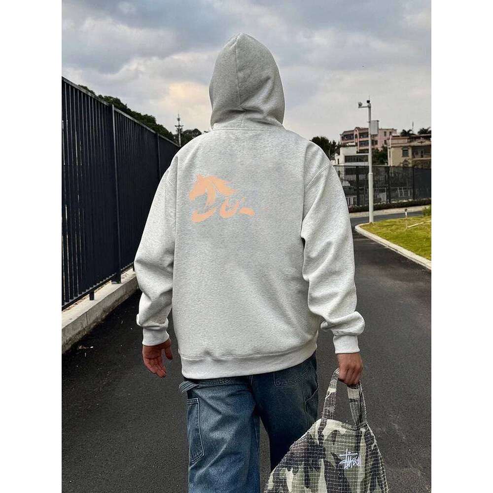 Tra Hoodie Sweatirt ex Oversized Fce Lined Printed Casual Streetwear Autumn Winter Faion for Couples And Youth Z260315