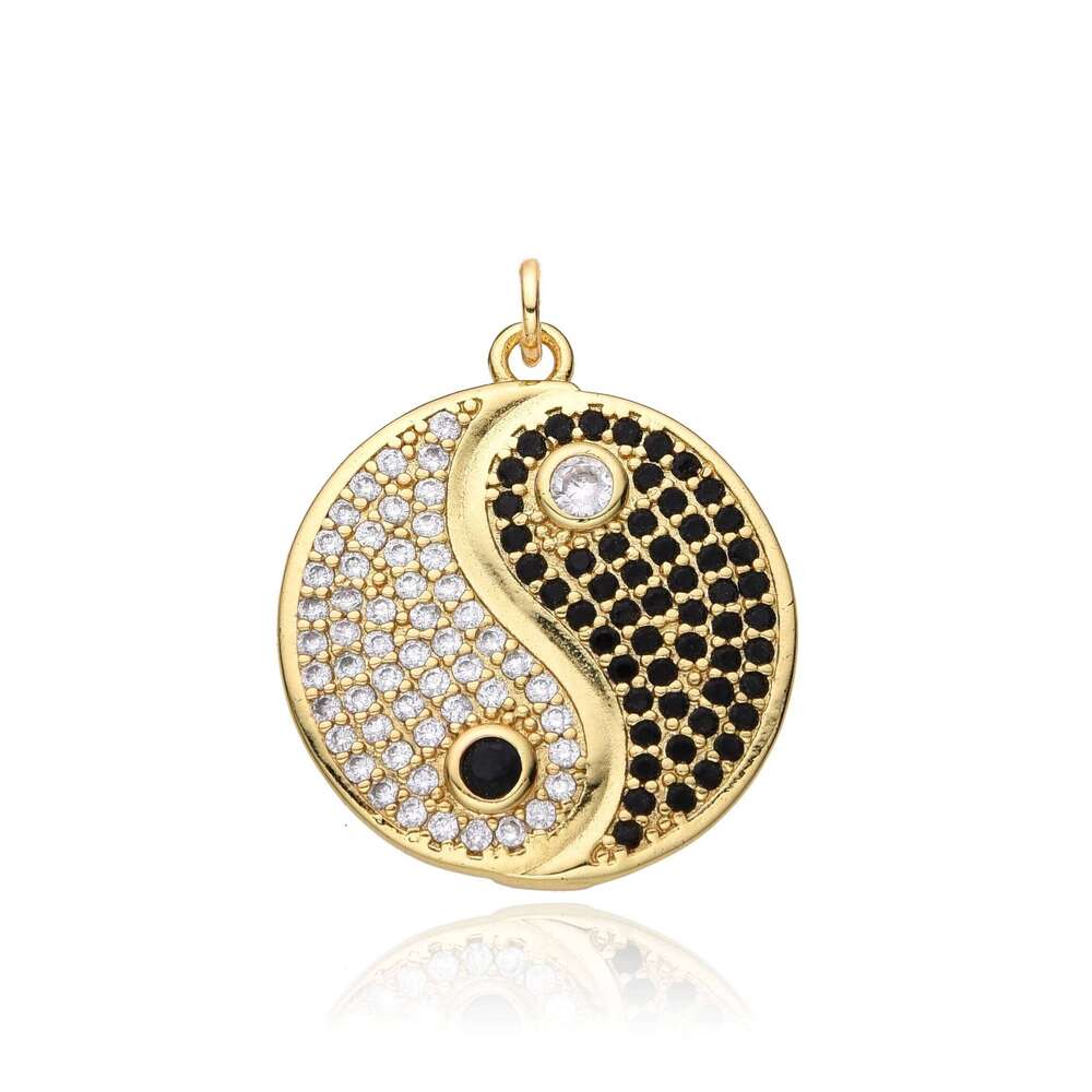 Colorful Inlaid Zircon Yin Yang Charms Eight Trigrams Necklace for Women Tai Chi Diagram Pendant Jewelry Making DIY Accessories H260312