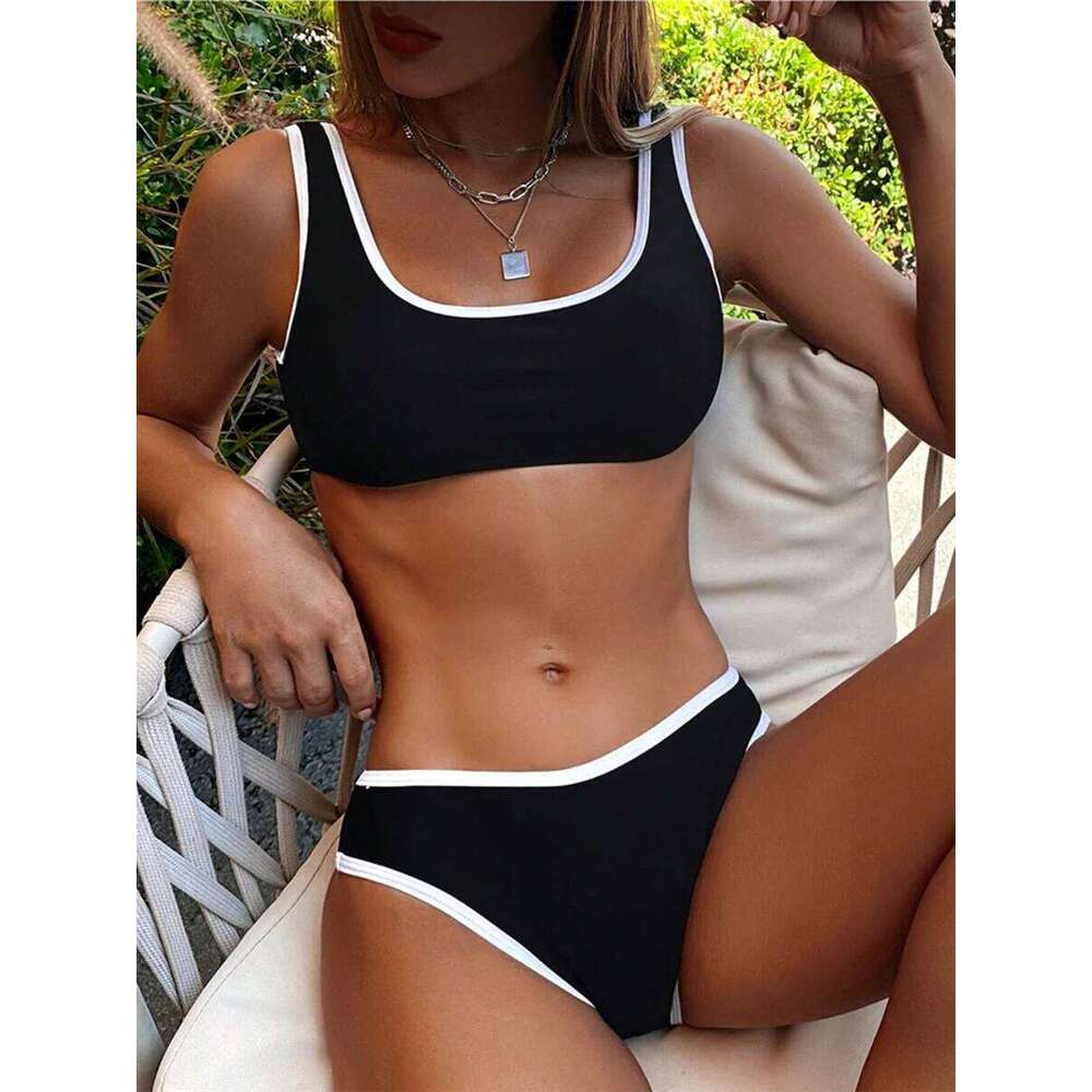 2025 Solid Sporty Two Piece Bikini Swimsuit Women Swimwear Female Bathers Bathing Swimming Swim Suit Beachwear Y260303