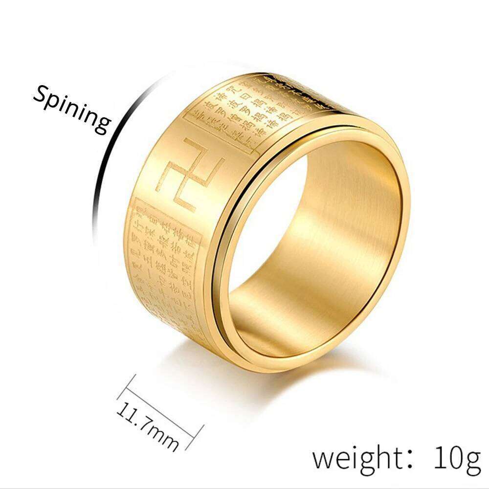 Anxiety Fidget Spinner Rings for Men Women Buddhism Swastika Stainless Steel Spinning Rotatable Ring Punk Anti Stress Jewelry H260312