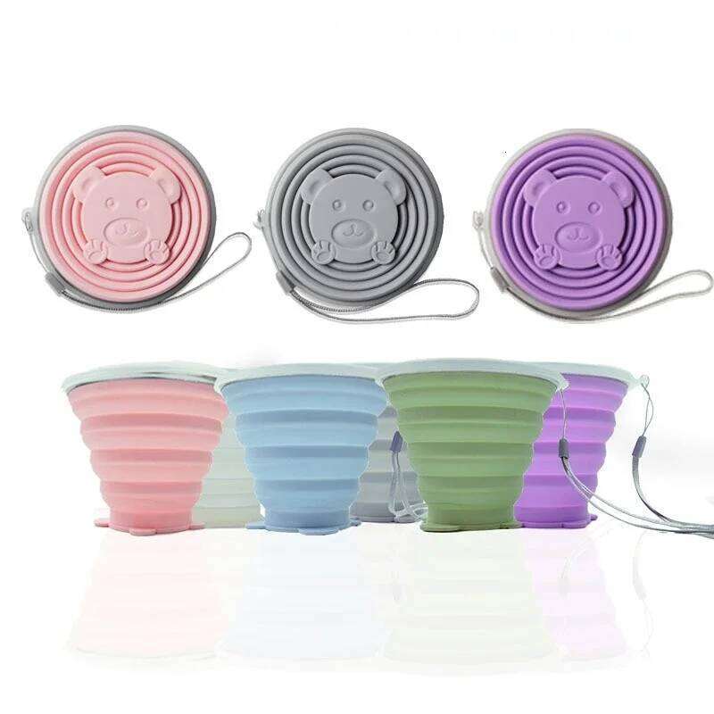 320ML Creative Folding Silicone Portable Outdoor Travel Cup Students Sports Collapsible Water Bottle Z260314