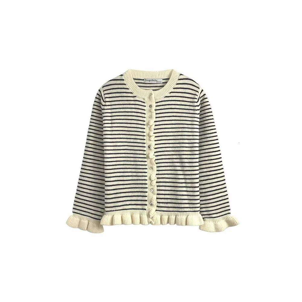 Women's 2025 Autumn Winter Lamination O-neck Long sleeve Striped Sweater Lady Elegant Knitted Simple Buttons Cardigan Z260313