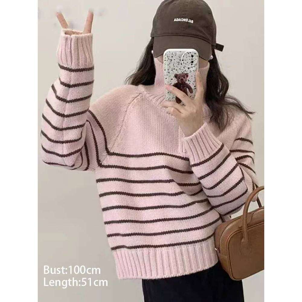 Autumn Winter New Chic Turn Down Collar Zipper Pullovers Knitted Sweater Women Casual Loose Long Sleeve Women's Sweaters Tops Z260313