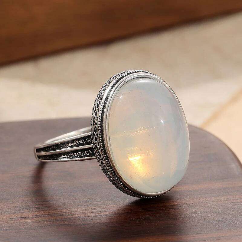 Rainbow Silvery Color Moonstone Statement Big Stone Beautiful Ring, Gift for Her H260312