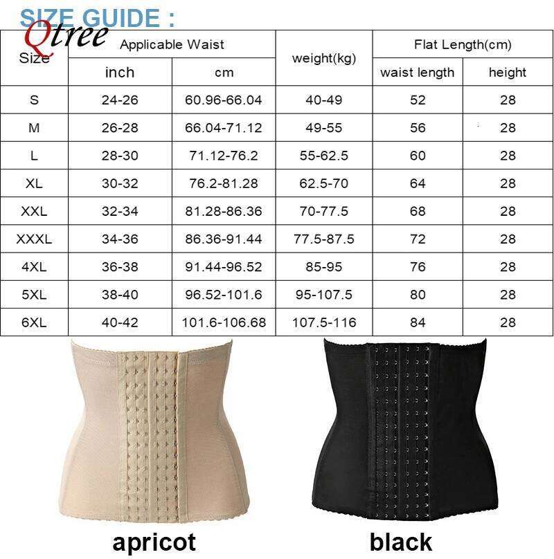 Qtree Men Slimming Body Shaper Corset S-6XL Plus Size Hooks Waist Belt 7 Steel Bone Compression Tummy Control Strap 26Y0313