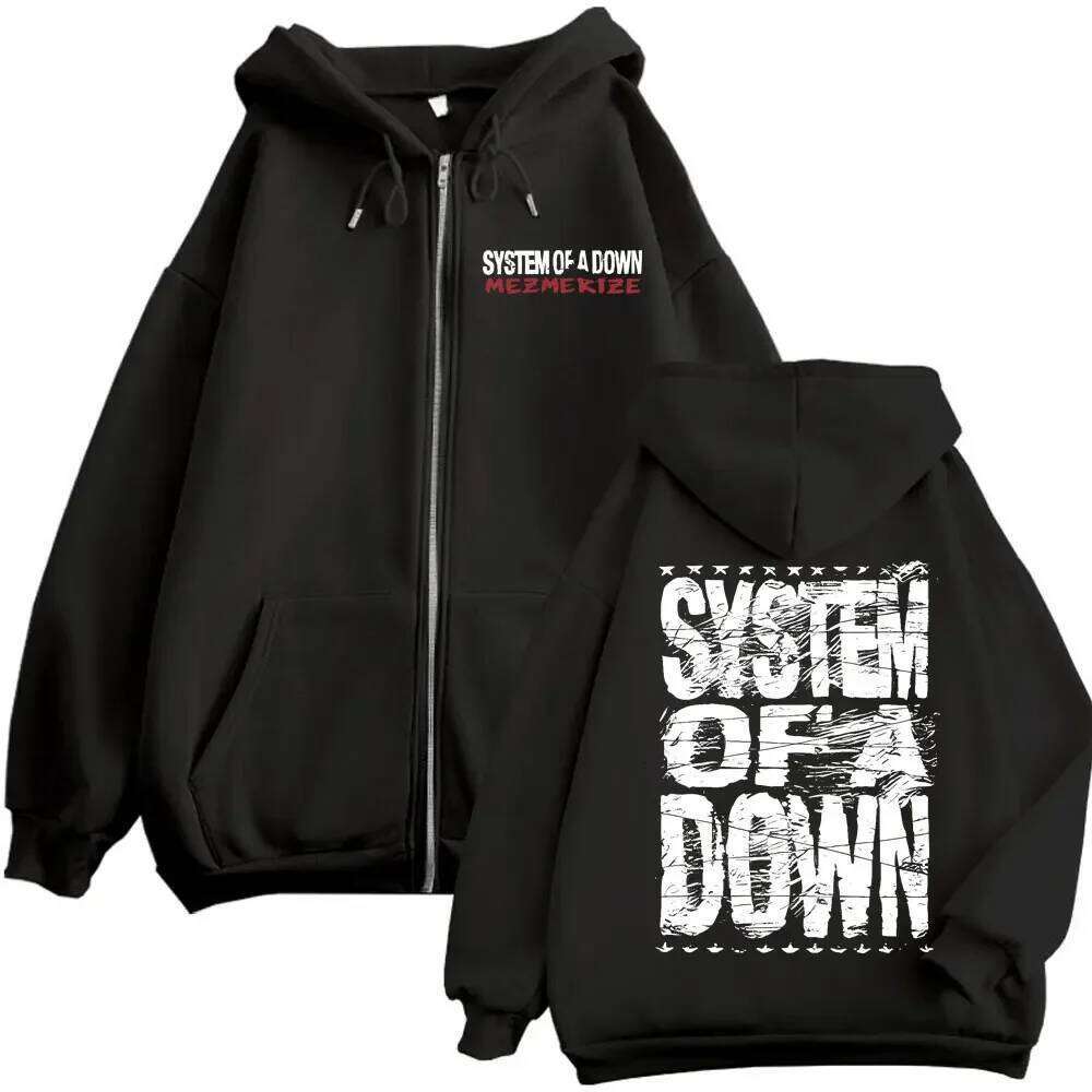 System of A Down Mezmerize Merch Zipper Hoodie Alternative Metal Music Zip Up Sweatshirts Rock Hip Hop Vintage Pullovers Unisex Z260314