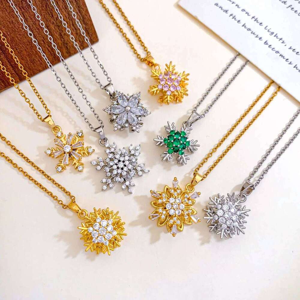 Titanium Steel Snowflake Necklace Women's Fashion Versatile Save Design Cross-Border Jewelry Cloud Element Sweet Style H260312