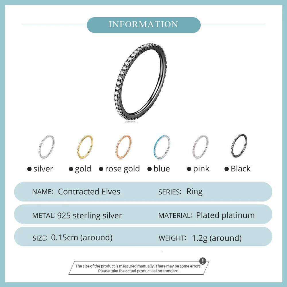 Bamoer 925 Sterling Silver Fashion CZ Stackable Black Gold Plated Eternity Bands for Women 7 Colors Ring Statement Jewelry H260312
