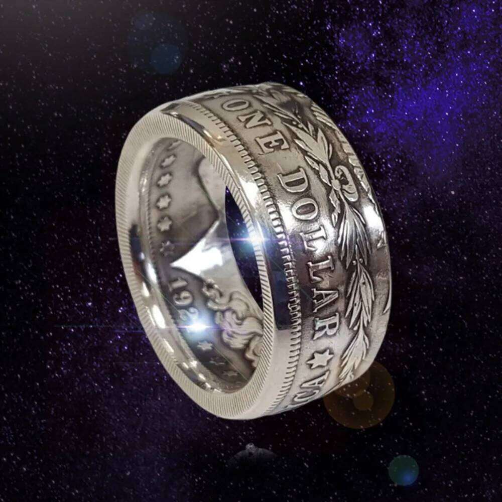 New Simple Trend Niche Dollar Handmade Women's Men's Vintage Punk Personalized Coin Ring Fashion Jewelry H260312