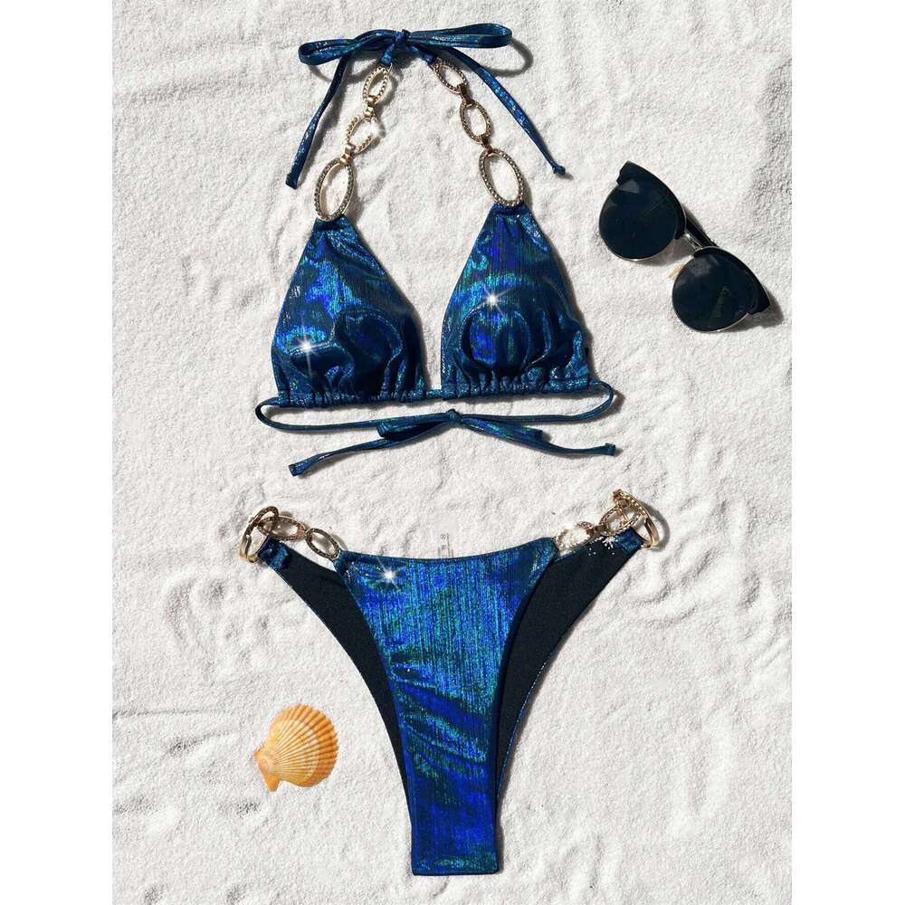 Sexy Shiny Bikinis Women 2026 New Push Up Bikini Set Swimwear Two Piece Thong Swimsuits Bathing Suit Beachwear Summer Vacation Y260303