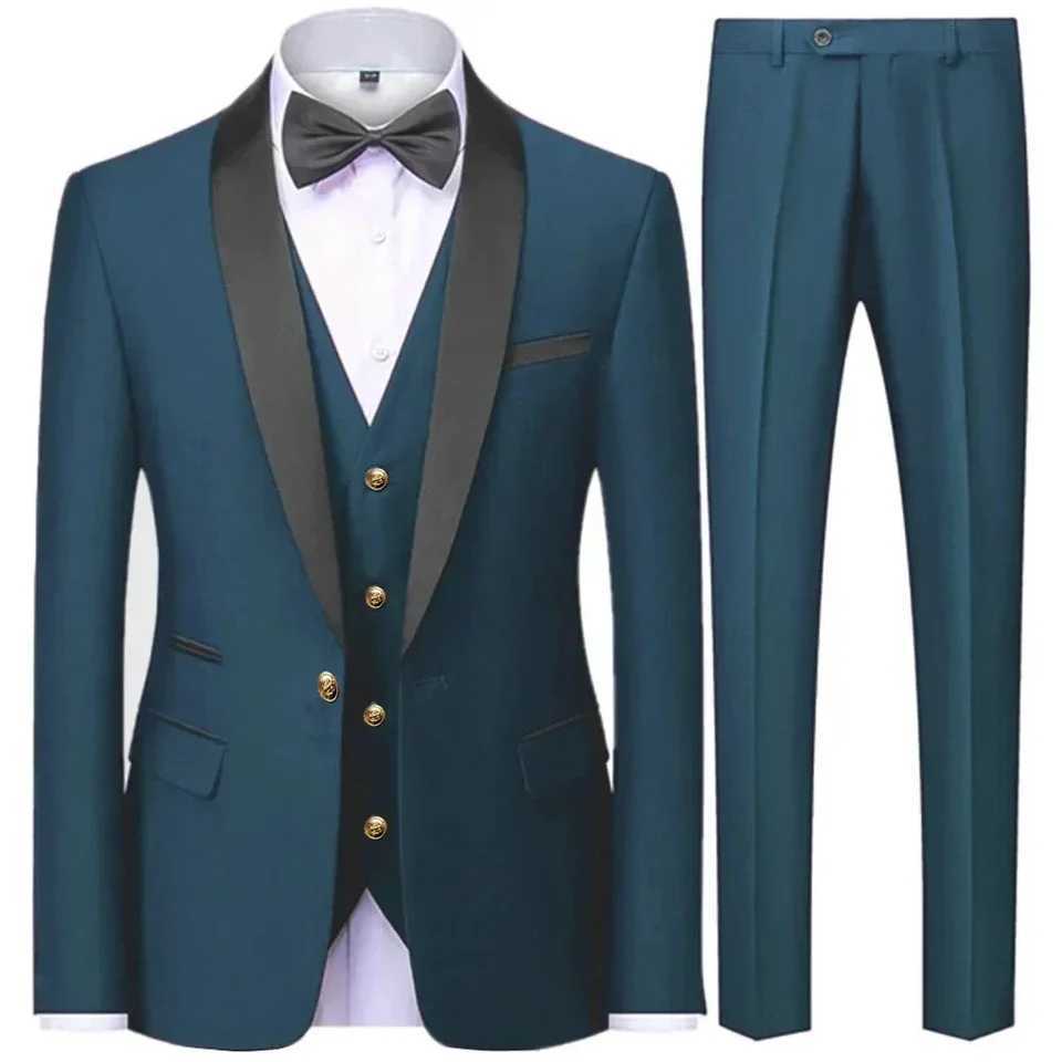 Deluxe Mens suit Fashion Formal Dress 3 piece jacket pants vest blazer pants M260313