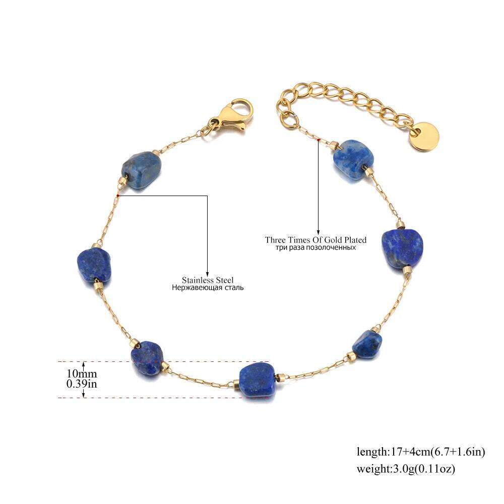 Lokaer Colorful Natural Stone Beads Chain Bracelet for Women Trendy Bohemia Stainless Steel Handmade Jewelry tiki B24106 Z260313