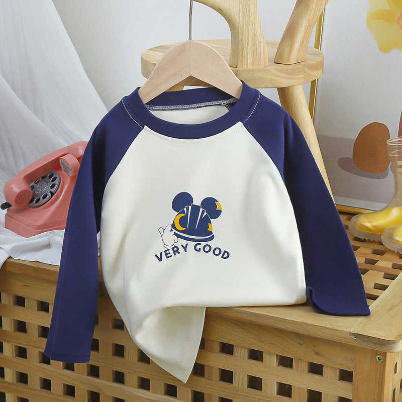 T-shirts Children's Long Sleeve T-Shirt Pure Cotton New Baby Base Shirt Knitted Top Boys' Autumn Clothes Korean Style Year Old Kids' Cl