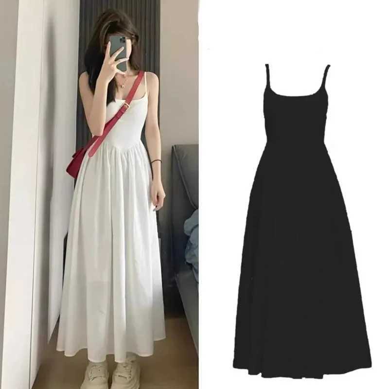 Fashion High Waisted Suspender Dress Female Summer Casual Simple Versatile Long Dresses Women Elegant Streetwear Camisole DressT260314