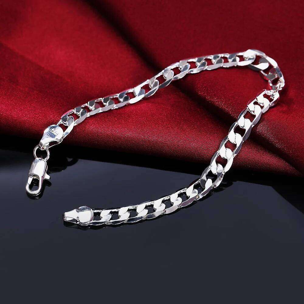 Factory direct fashion 925 Sterling Silver Bracelet for man woman 8MM geometric side chain Luxury jewelry Wedding party gifts Z260313