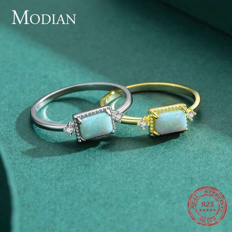 MODIAN Real 925 Sterling Silver Fantastic Natural Opals Finger Rings For Women Wedding Anniversary Jewelry Fine Accessories Anel H260312