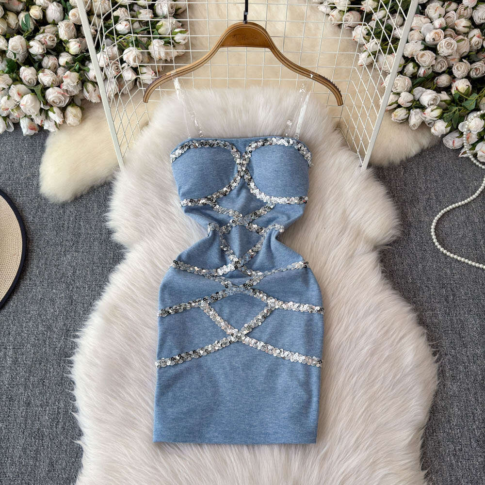 2026 designer's pure desire style sexy dress with exquisite sequin a20 design for women's slim fit