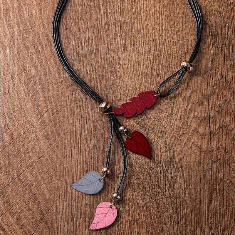 Bohemian Ethnic Wood Pendants Necklace Vintage Handmade Retro Statement Necklaces for Women Daily Wear Fashion Jewelry H260312