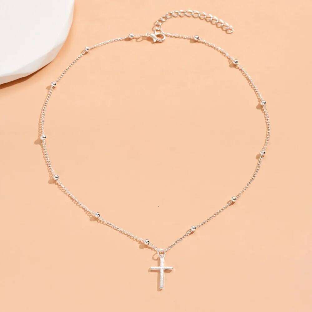 Gold Silver Color Cross Pendant Necklace Fashion Exquisite Metal Alloy Chain Drop Necklaces Religous Jewelry for Women Men Gifts H260312