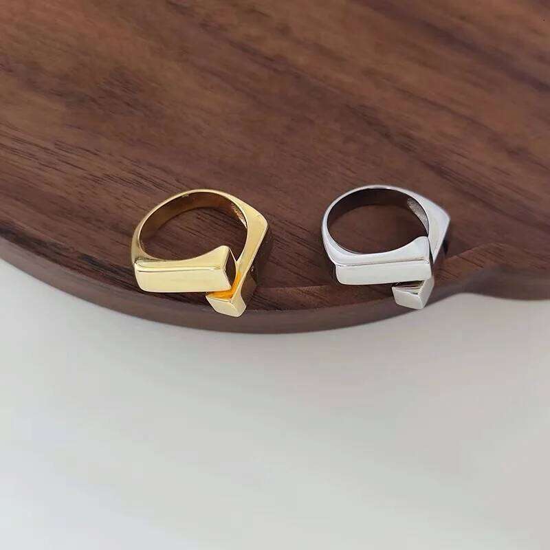 BF CLUB 925 Sterling Rings for Women Simple Geometric Handmade Gold Irregular Retro Ring Allergy For Birthday Party Gift H260312