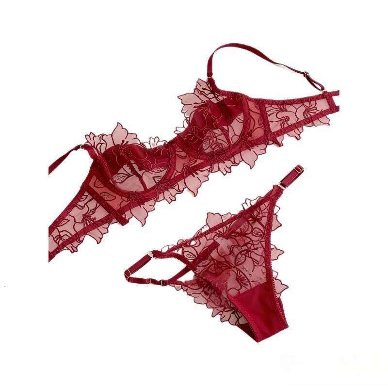 Padded Bra Small Bust | Lace Embroidered & Mesh Underwear Set with Soft Underwire, Comfortable Demi Cup Sexy Tushy Panty PP