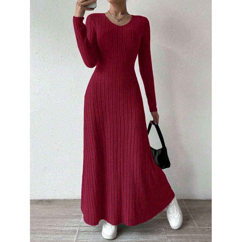 Knitted Maxi Women Elegant Party Autumn Winter O Neck Sleeves Sexy Slim Long Dresses Casual Holiday Street Dress Robe Z260314