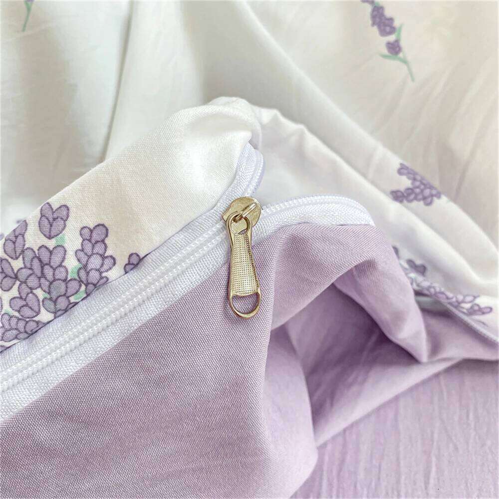 Home Textiles Soft Four-piece Bedding Set Pillowcase Purple Washed Cotton Flower Duvet Cover for Children Women Men Bed Sheet H260312 - view 5