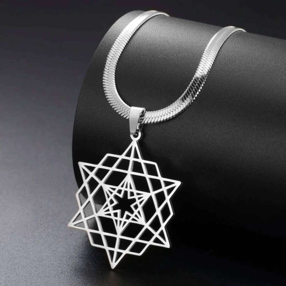 LIKGREAT Merkabah Tetrahedron Necklace for Women Men Stainless Steel Sacred Geometry Star of David Pendant Amulet Jewelry H260312