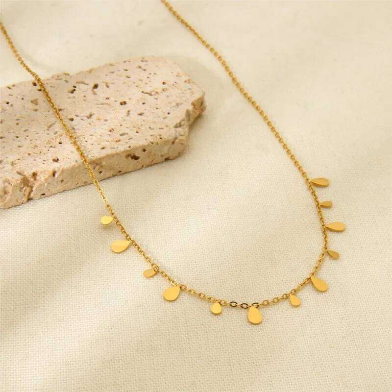 316L Stainless Steel Simple Fashion Zircon Waterdrop Pendant Necklace for Women Trendy Waterproff Chain Neck Party Jewelry Gifts H260312