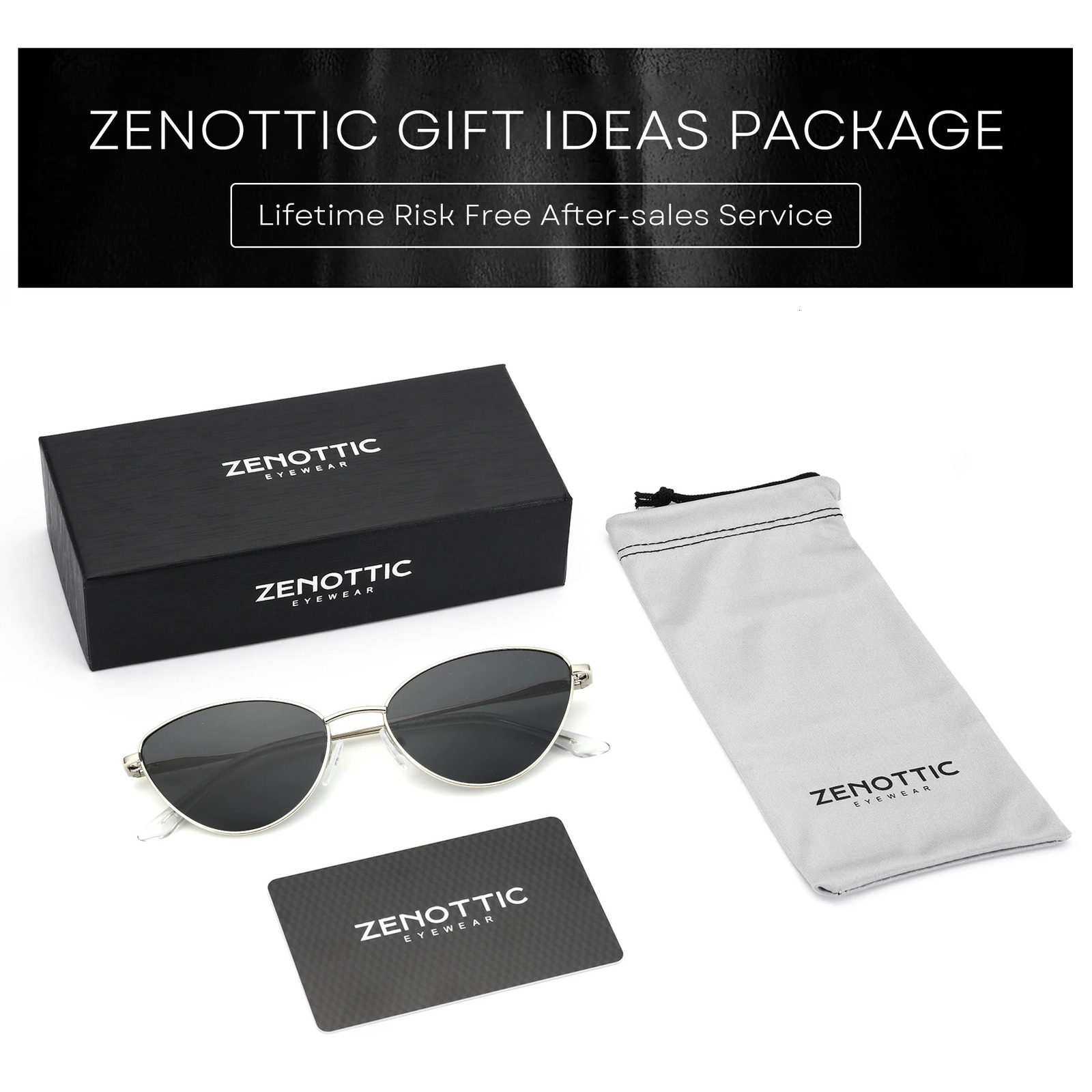 ZENOTTIC Ladies Vintage Small Cat Eye Sunglasses Fashion N Metal Frame Polarized Sun Glasses UV Protection for Women 260312