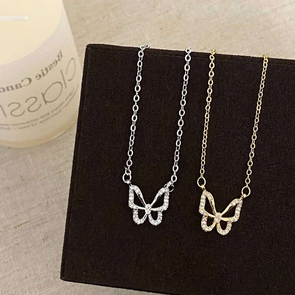 Exquisite Shiny Hollow Butterfly Fashion Silver Color Clavicle Chain Necklace for Women Gift Party Jewelry Accessories H260312