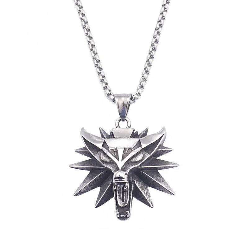 New Trendy Witcher Wolf Head Pendent Necklace for Men H260312