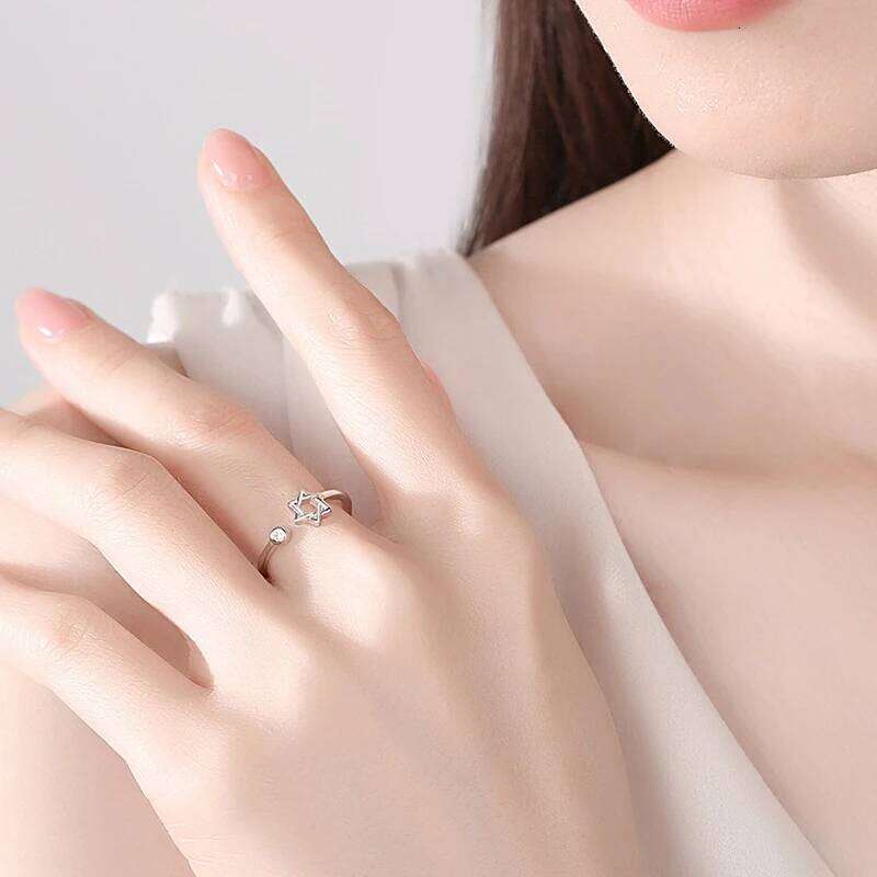 LYNNE Jewelry Fashion 925 Sterling Silver Hollow Star Zircon Rings Wholesale Women Trend Resizable CZ Ring Fine Birthday Gift H260312