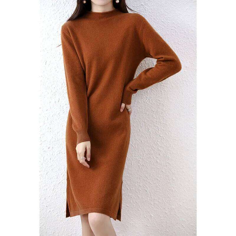 Tailor Sheep 100% Merino Wool Knitted Sweater Dress for Women Winter/Autumn O-Neck Female Dresses Long Style Jumper Girl Clothes Z260313