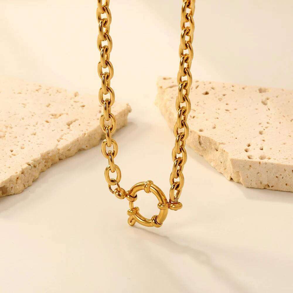 Fashion Stainless Steel Necklace Charm Metal Texture Collar Waterproof for Women's Personality Jewelry Gift H260312