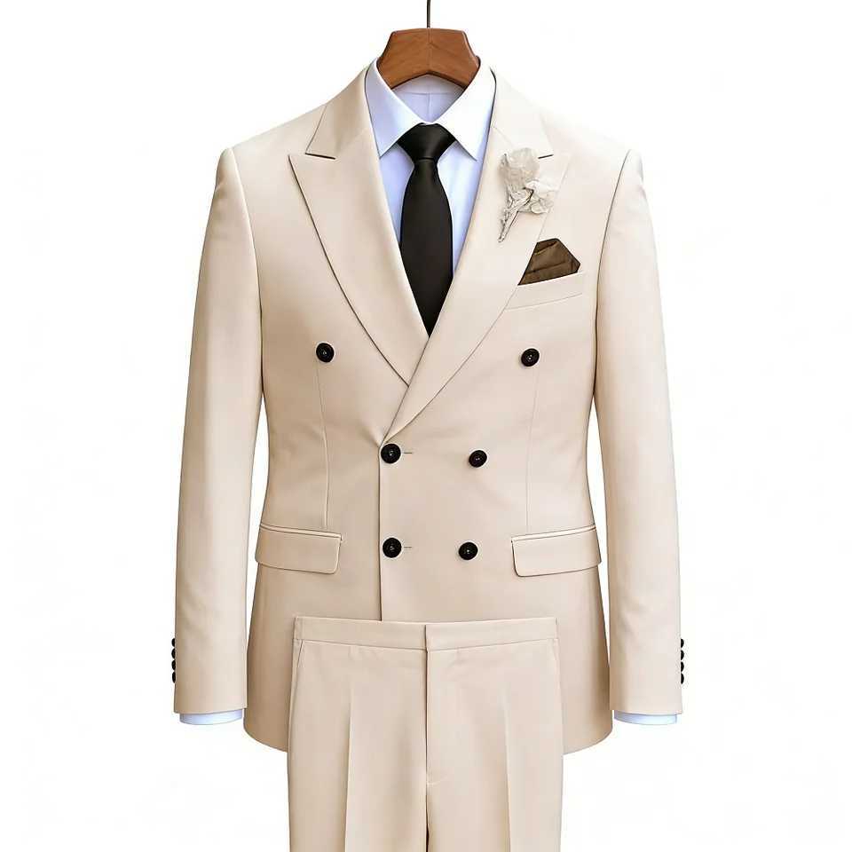 Brown Slim Fit Mens Suit Two-Piece Set Fashionable Handsome Formal Wear for Wedding And Business M260313