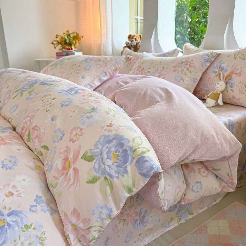 2025 new small fresh pastoral cotton printing series bed sheet family student dormitory four-piece set H260312 - view 7