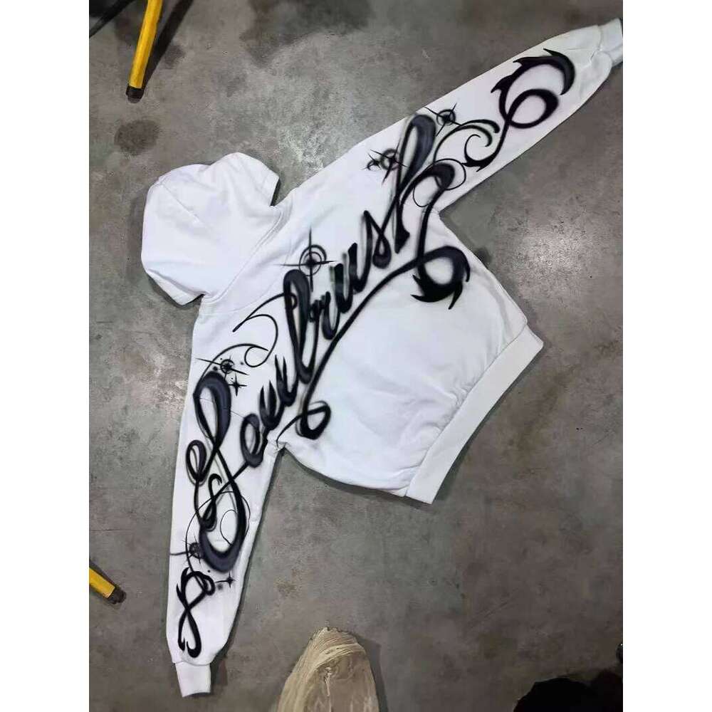 Y2K harajuku Gothic Letter Print Retro Fashion Men And Women Hoodie Hip-Hop Punk Style Black Oversized Zipper Sweatshirts 26Y0313