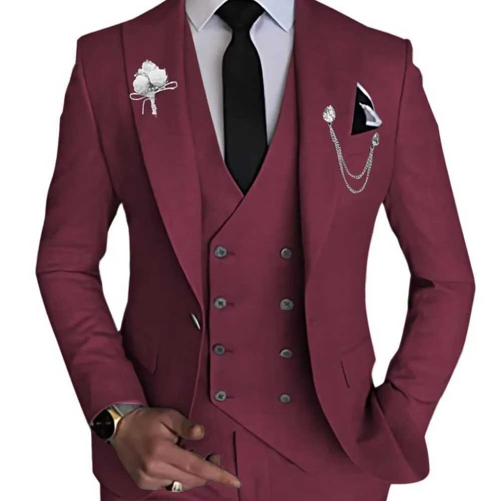 CHIc Blue Mens Terno Set wiTH 3-Piece JaCKet Pants VEST Notch Lapel Slim Fit Blazer for Formal Occasions M260313