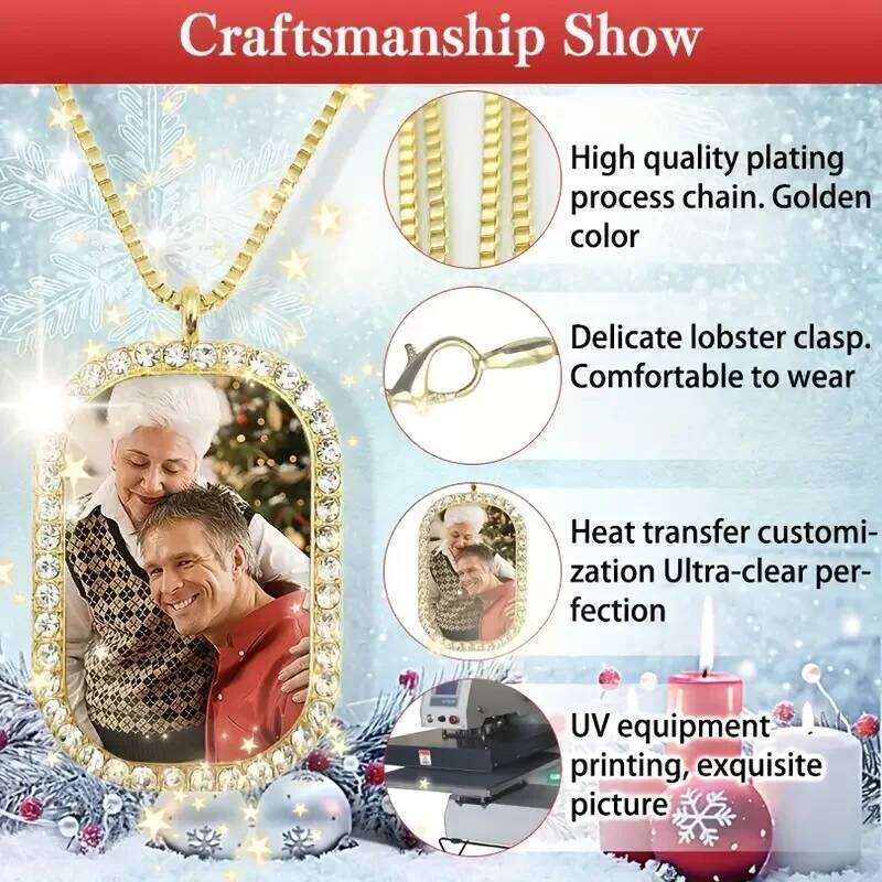 Personalised Photo Necklace for Women - Custom Valentine's Gift with Sparkling Rhinestones H260312