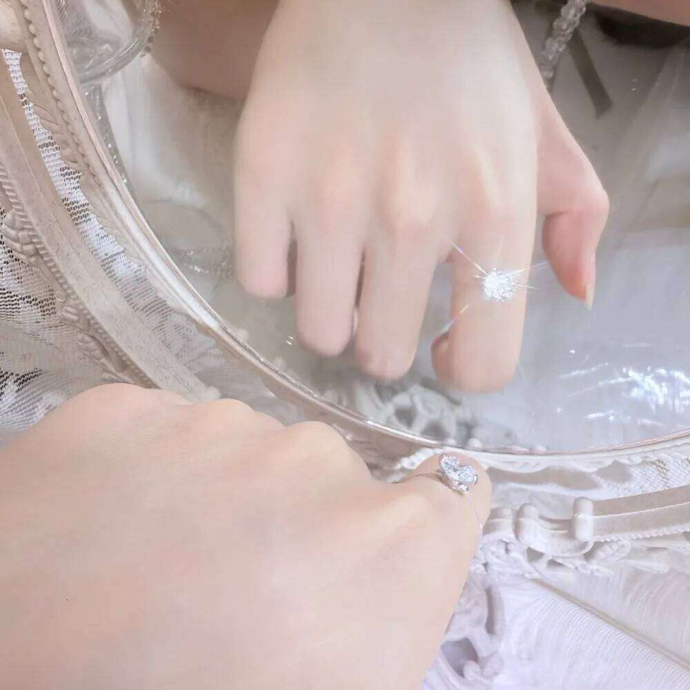 New Classic Charm Invisible Line Geometric Circular Shining Zircon Stainless Steel Opening Rings for Women Wedding Bride Jewelry H260312