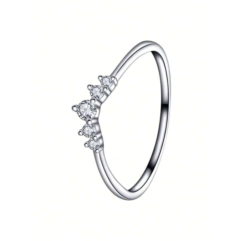 New S925 Sterling Silver European and American Fashion Crown Diamond Versatile Forest Style Women's Zircon Ring H260312