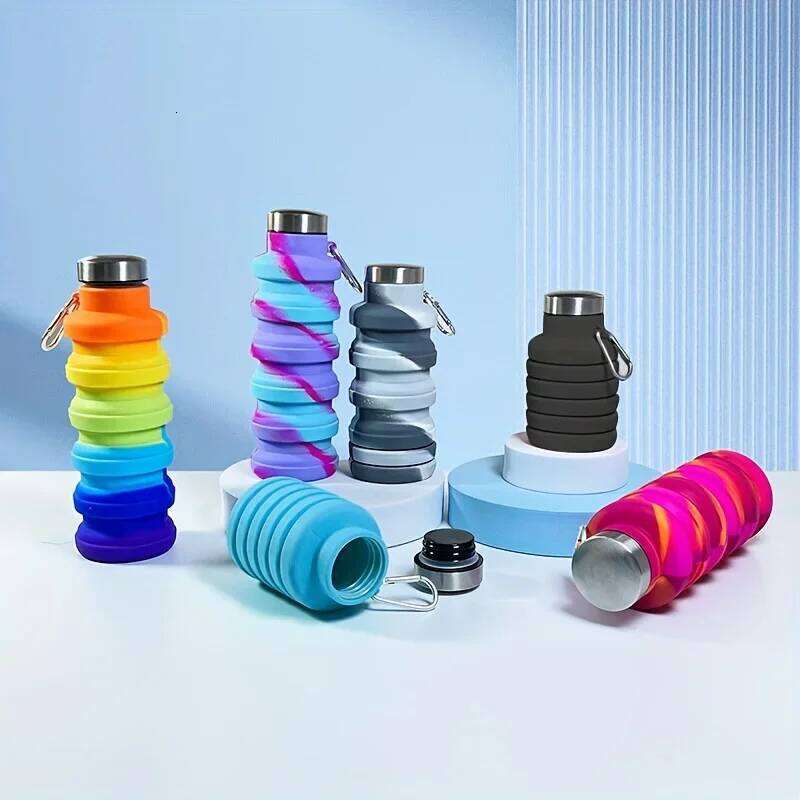 1pc Collapsible Silicone Water Bottle, Reuseable BPA Free Foldable BottlesPortable Hiking Cup For Outdoor Mountaineering Tours Z260313